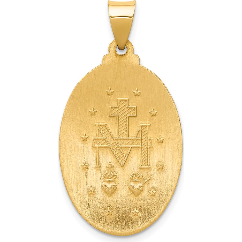 14K Yellow Gold Polished and Satin Miraculous Medal Pendant - 34.5mm by Oro Pregiato - Image 4