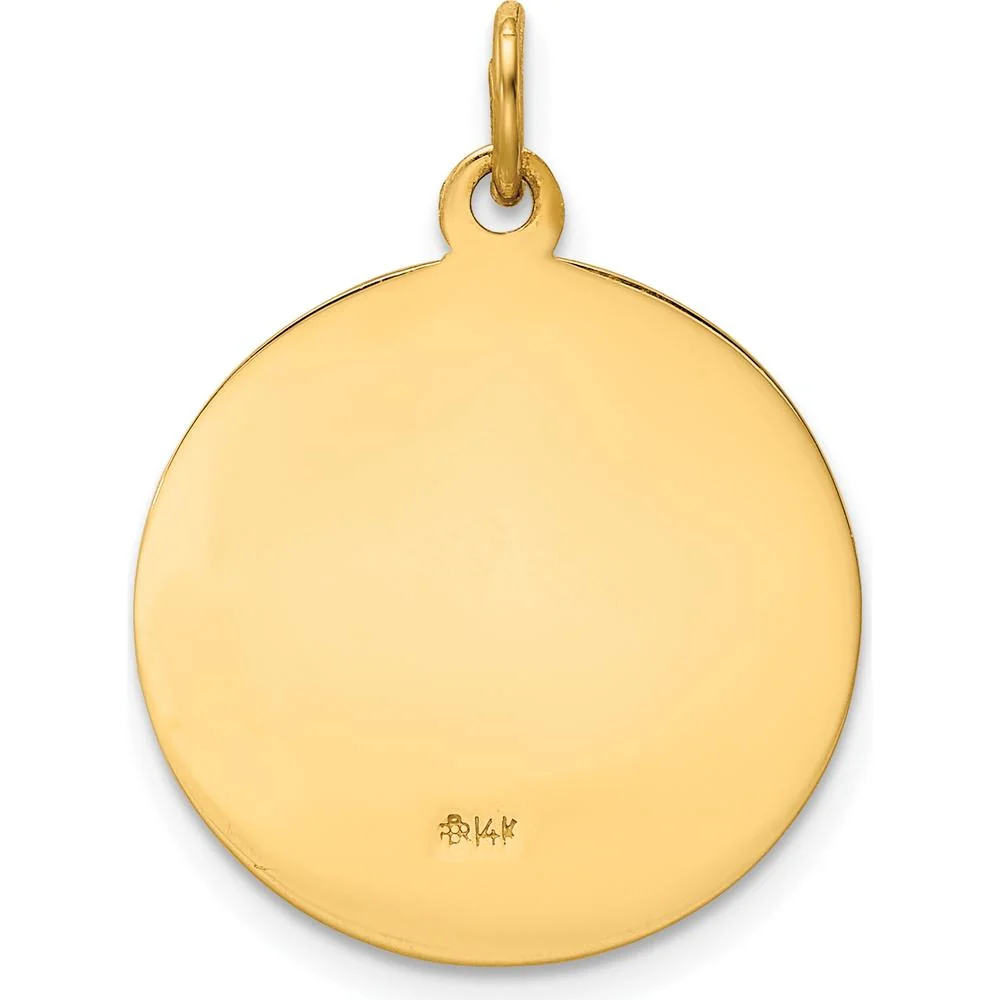14K Yellow Gold Polished and Satin Our Lady of Perpetual Help Medal Round Pendant - 25mm Length by Oro Pregiato - Image 4