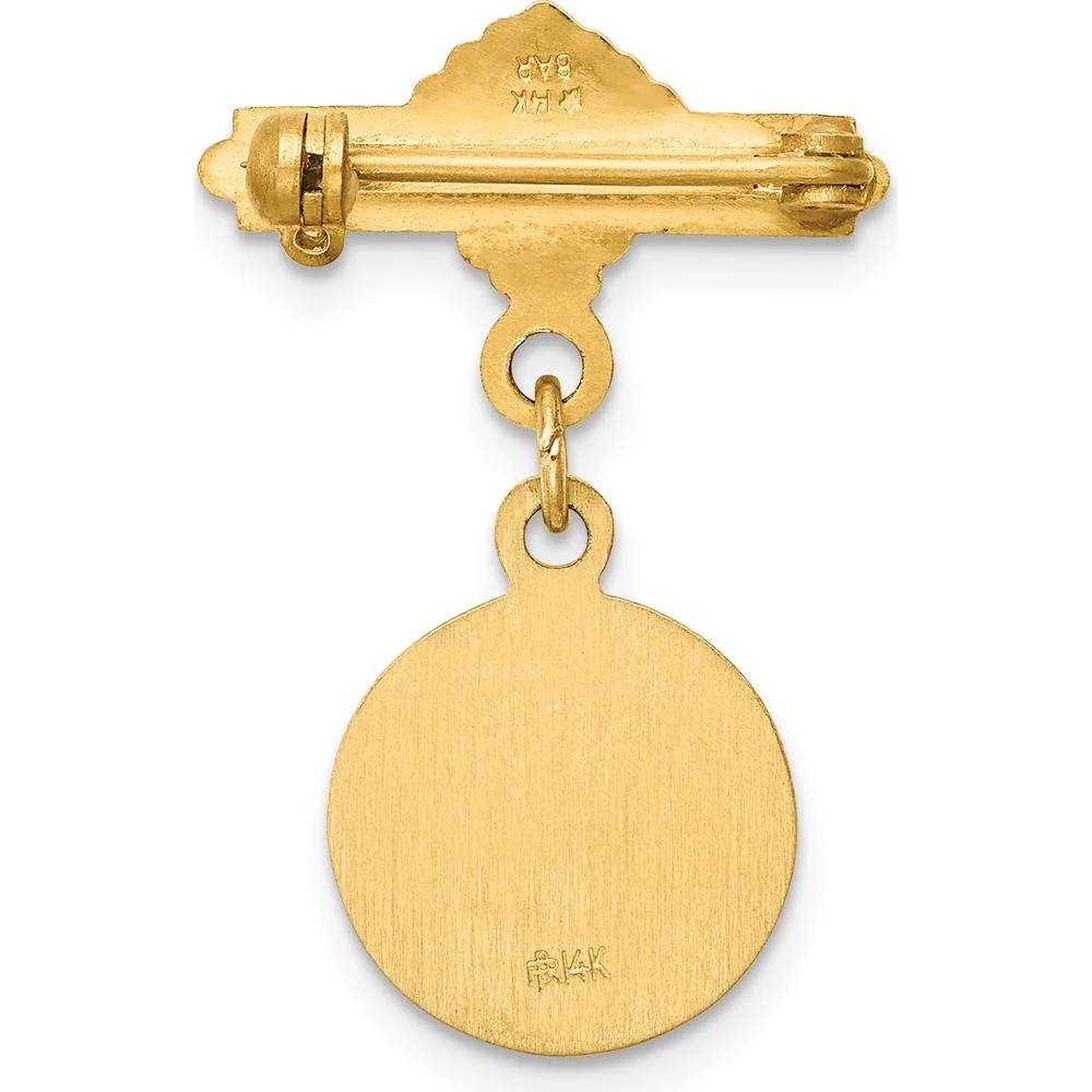 14K Yellow Gold Polished and Satin Saint Lucy Medal Pin by Oro Pregiato - Image 4