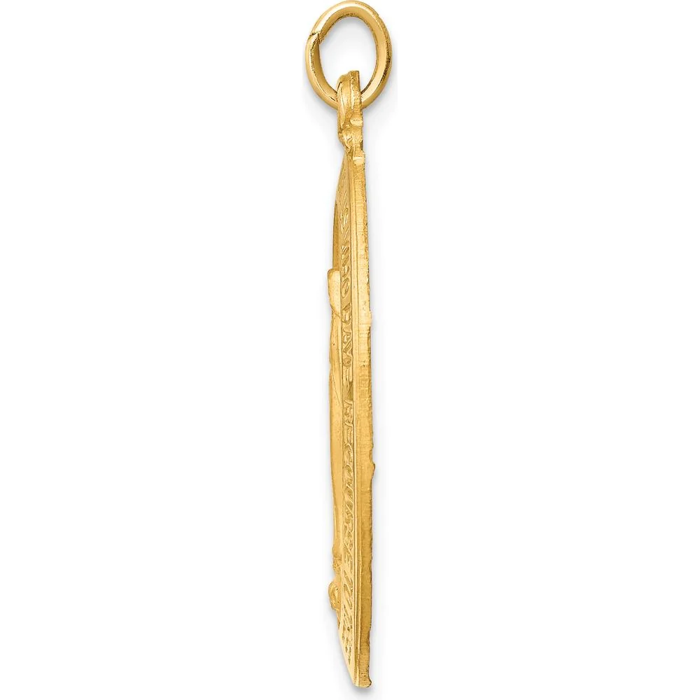 14K Yellow Gold Polished and Satin Solid Miraculous Medal Pendant - 32.5mm Length by Oro Pregiato - Image 2
