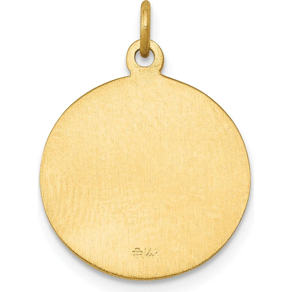 14K Yellow Gold Polished and Satin Solid Saint George Medal Round Charm - 20mm by Oro Pregiato - Image 4