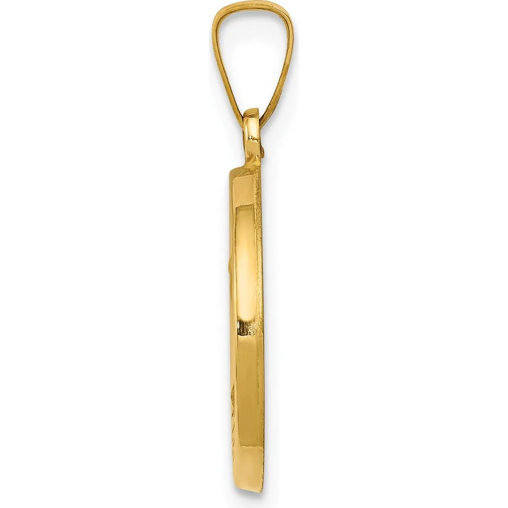 14K Yellow Gold Polished and Satin St. Andrew Medal Pendant - Hollow Design by Oro Pregiato - Image 2