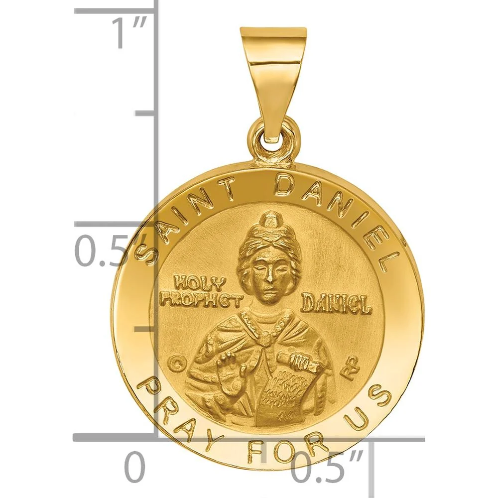 14K Yellow Gold Polished and Satin St. Daniel Medal Pendant - 21.5mm by Oro Pregiato - Image 4