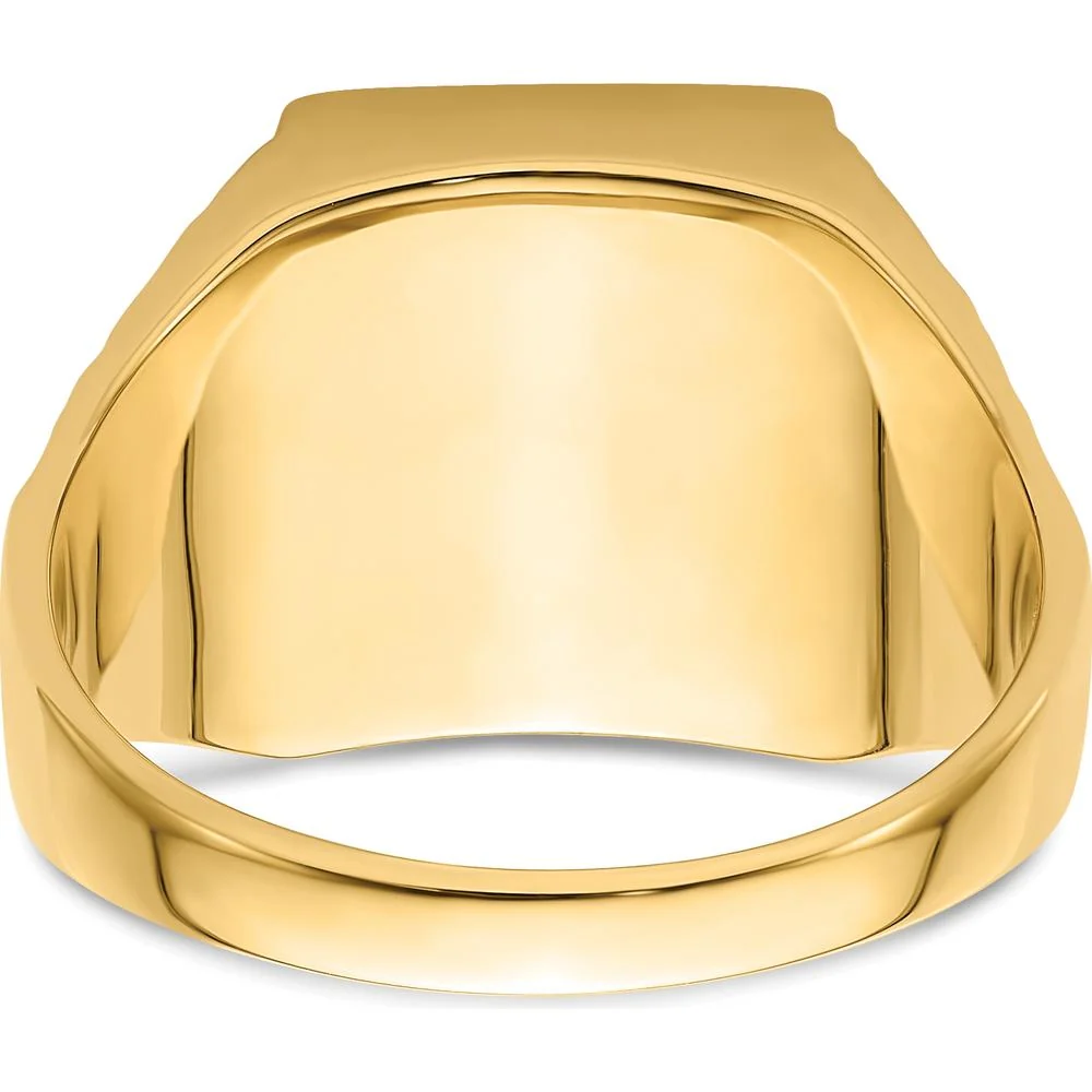 14K Yellow Gold Polished and Textured Masonic Ring Mounting with Rectangular 12x10mm Center Stone Setting - Size 10 by IBGoodman - Image 4