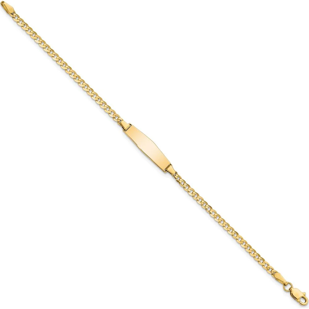 14K Yellow Gold Polished Baby ID Bracelet with Solid Plate Curb Link Chain - 6 Inches by Oro Pregiato - Image 2