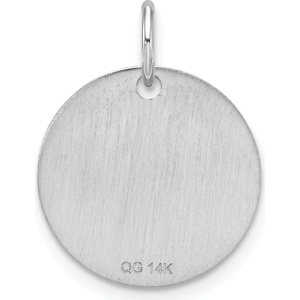 14K Yellow Gold Polished Black Enamel Letter W Initial Disk Charm - 15.24mm by Oro Pregiato - Image 4