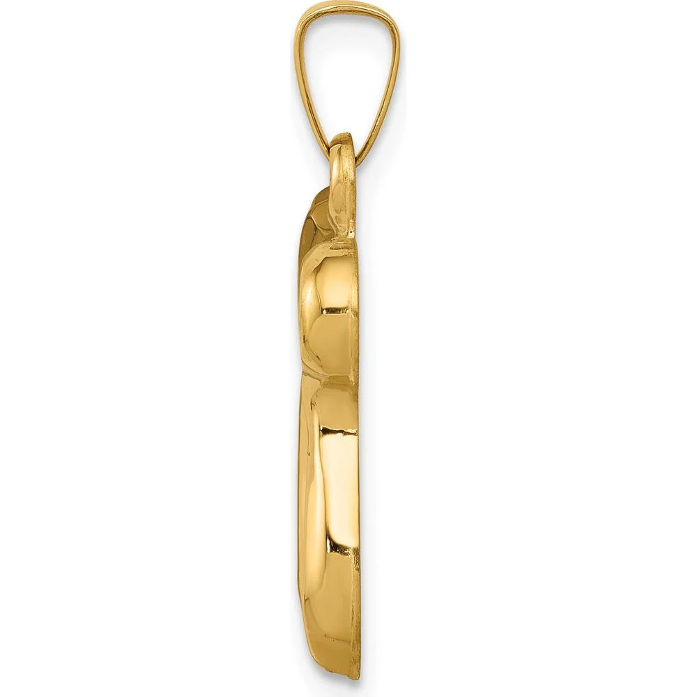 14K Yellow Gold Polished Chai Pendant - 24mm Length by Oro Pregiato - Image 2