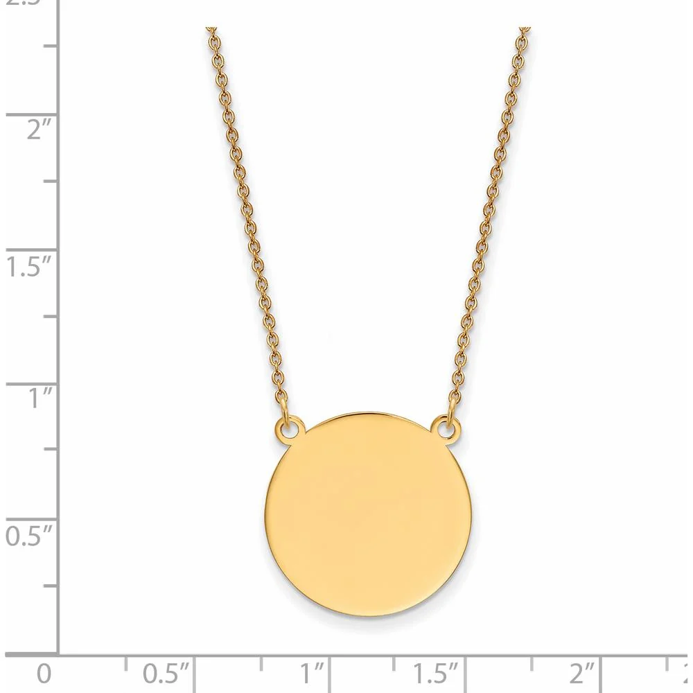 14K Yellow Gold Polished Circular Engravable Disc Pendant Necklace - 18in by Oro Pregiato - Image 2
