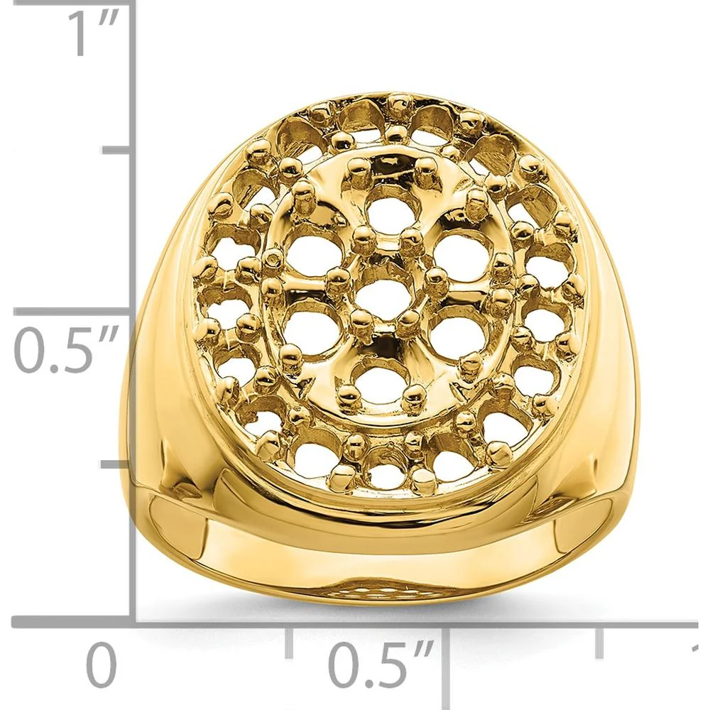 14K Yellow Gold Polished Circular Men's Diamond Ring Mounting with Prong Set Round Stones - 17 Stones Total - Size 10 by IBGoodman - Image 5