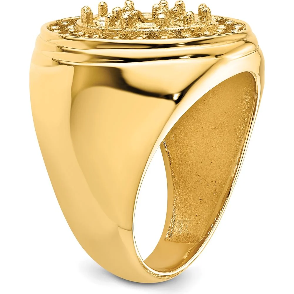 14K Yellow Gold Polished Circular Top Men's Diamond Ring Mounting - 3 Carat Total Diamond Weight - Size 10 by IBGoodman - Image 4