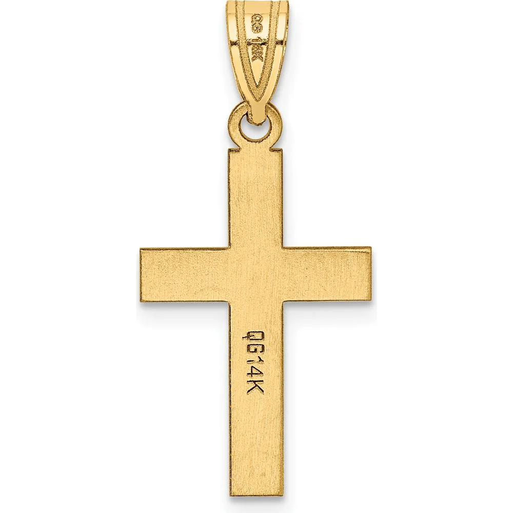14K Yellow Gold Polished Cross Charm Pendant - Timeless Faith Symbol by Oro Pregiato - Image 4