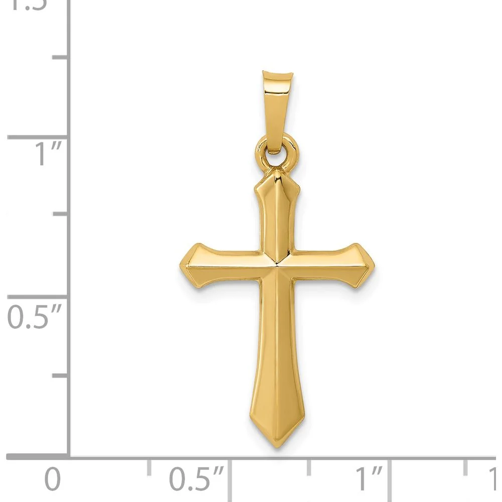 14K Yellow Gold Polished Cross Pendant - 27.48mm Length by Oro Pregiato - Image 4