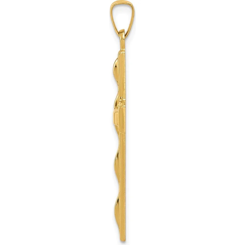 14K Yellow Gold Polished Cross Pendant - 35.8mm Length by Oro Pregiato - Image 2