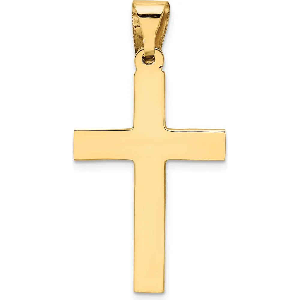 14K Yellow Gold Polished Cross Pendant - 36mm Length by Oro Pregiato - Image 3