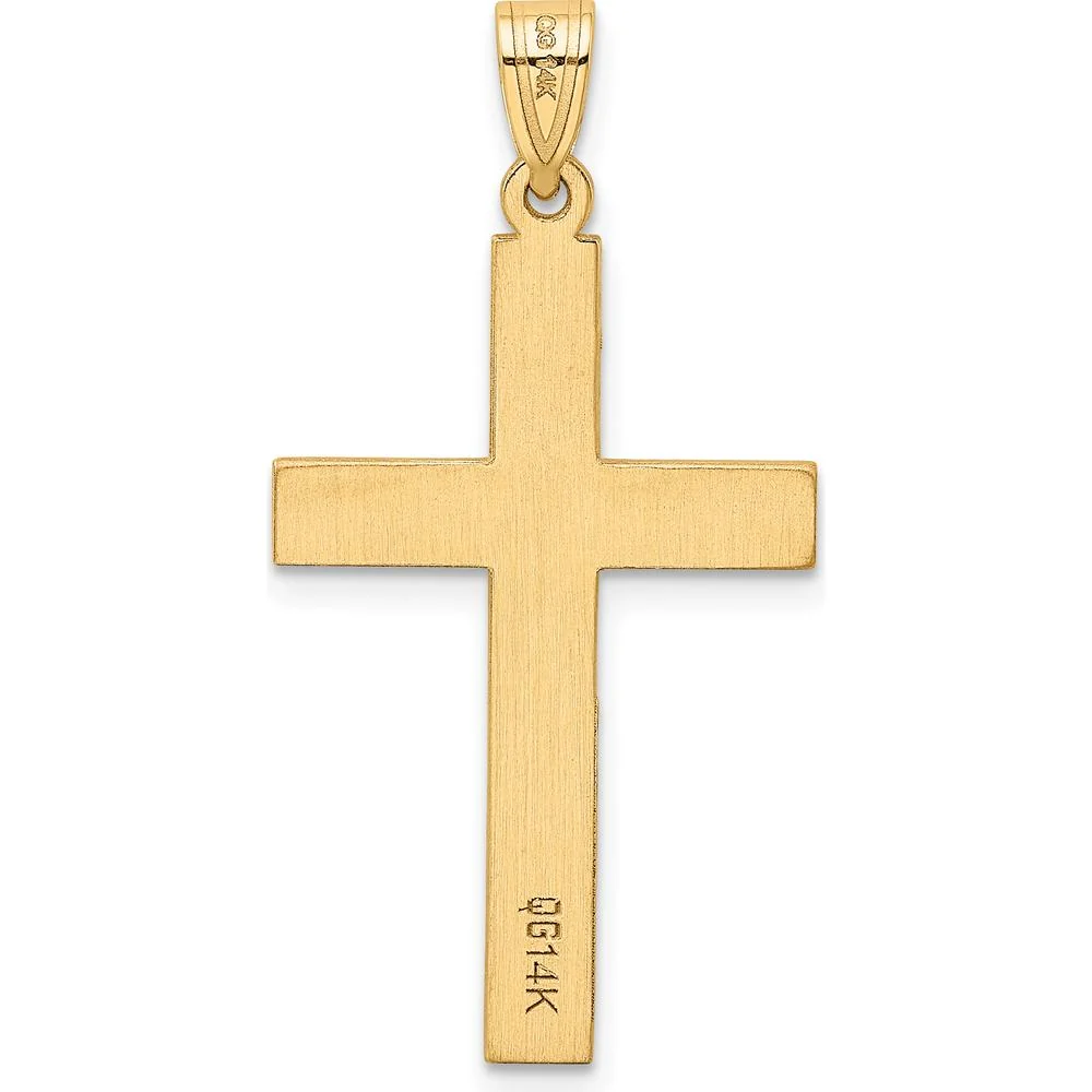 14K Yellow Gold Polished Diamond Cross Pendant - 0.02 Carat Diamond by Oro Pregiato - Image 4