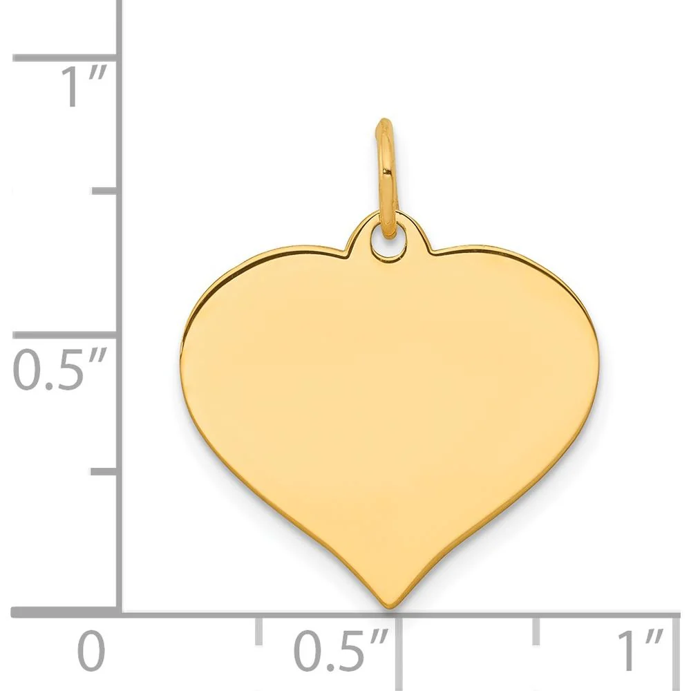 14K Yellow Gold Polished Engravable Heart Disc Pendant Charm by Oro Pregiato - Image 2