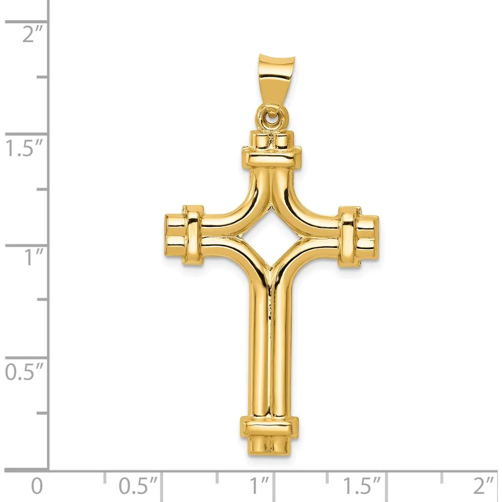 14K Yellow Gold Polished Fancy Cross Pendant - 40.39mm Length by Oro Pregiato - Image 4