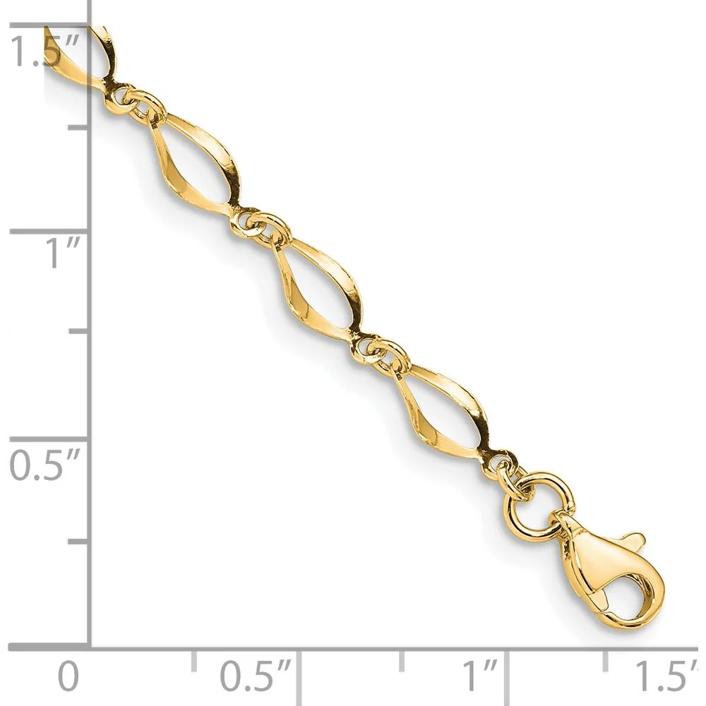 14K Yellow Gold Polished Fancy Twisted Link 7.25" Bracelet by Oro Pregiato - Image 3