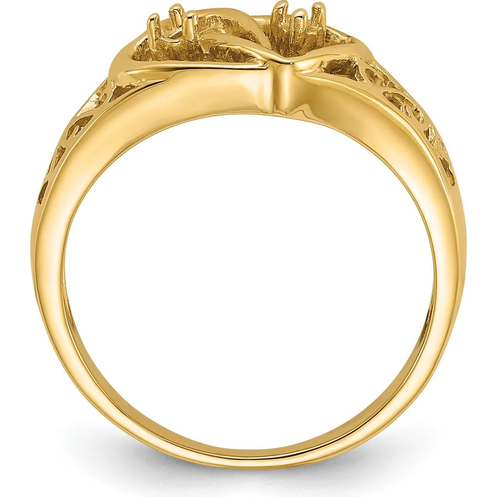 14K Yellow Gold Polished Heart Ring Mounting - Customizable for Diamonds or Gemstones - Size 6 by Oro Pregiato - Image 2