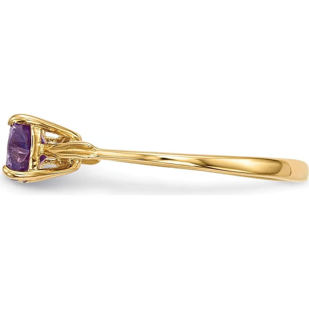 14K Yellow Gold Polished Heart-Shaped Amethyst Bow Ring - 2 x 0.5 Carat Amethyst - Size 7 by Oro Pregiato - Image 3