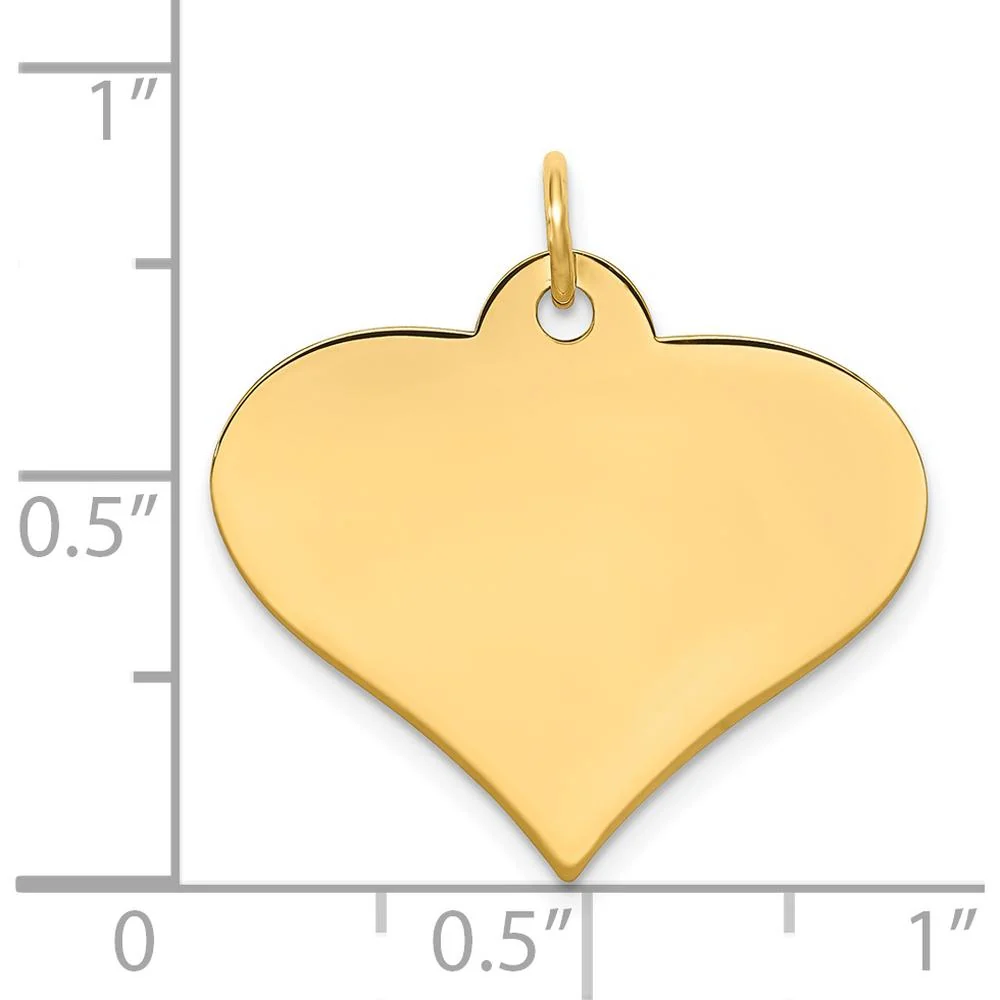 14K Yellow Gold Polished Heart-Shaped Engraveable Pendant Charm - 25mm x 25mm by Oro Pregiato - Image 3