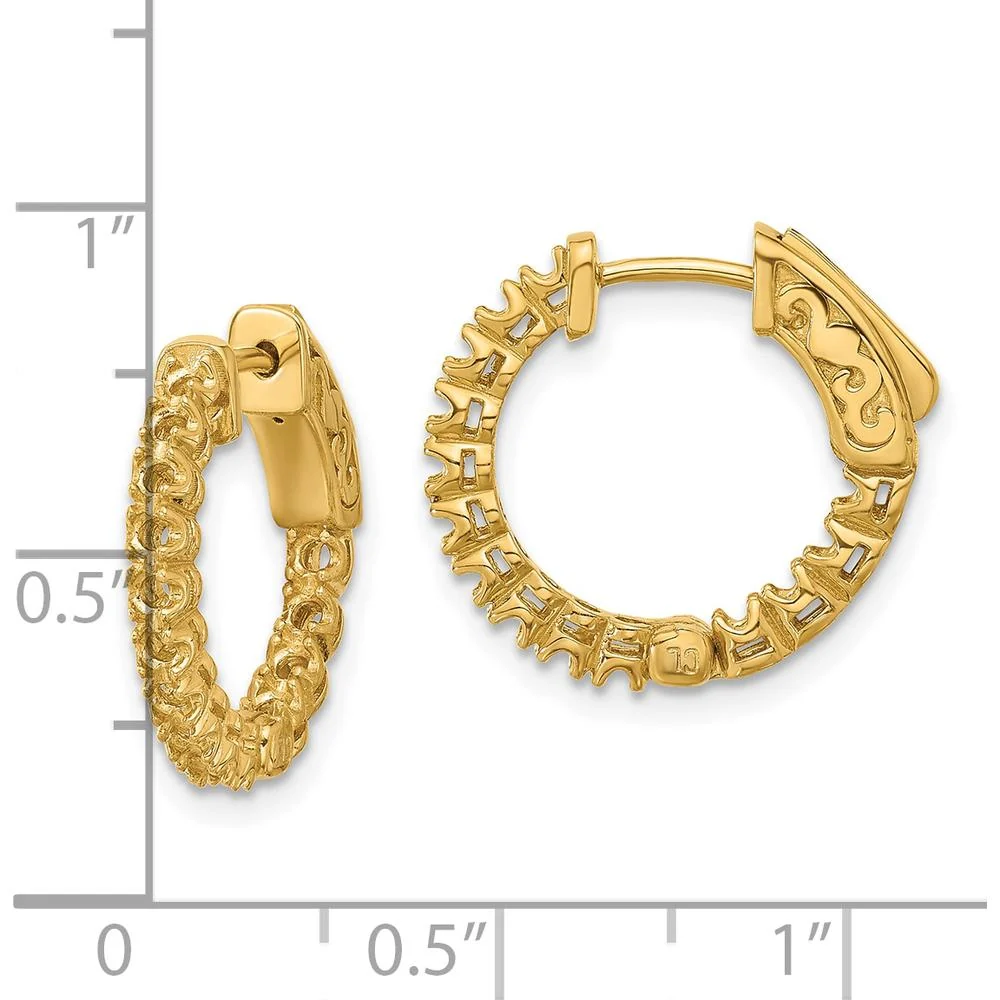 14K Yellow Gold Polished Hoop Earrings with Post and Lock Closure - 0.62 Carat Total Weight by Oro Pregiato - Image 2