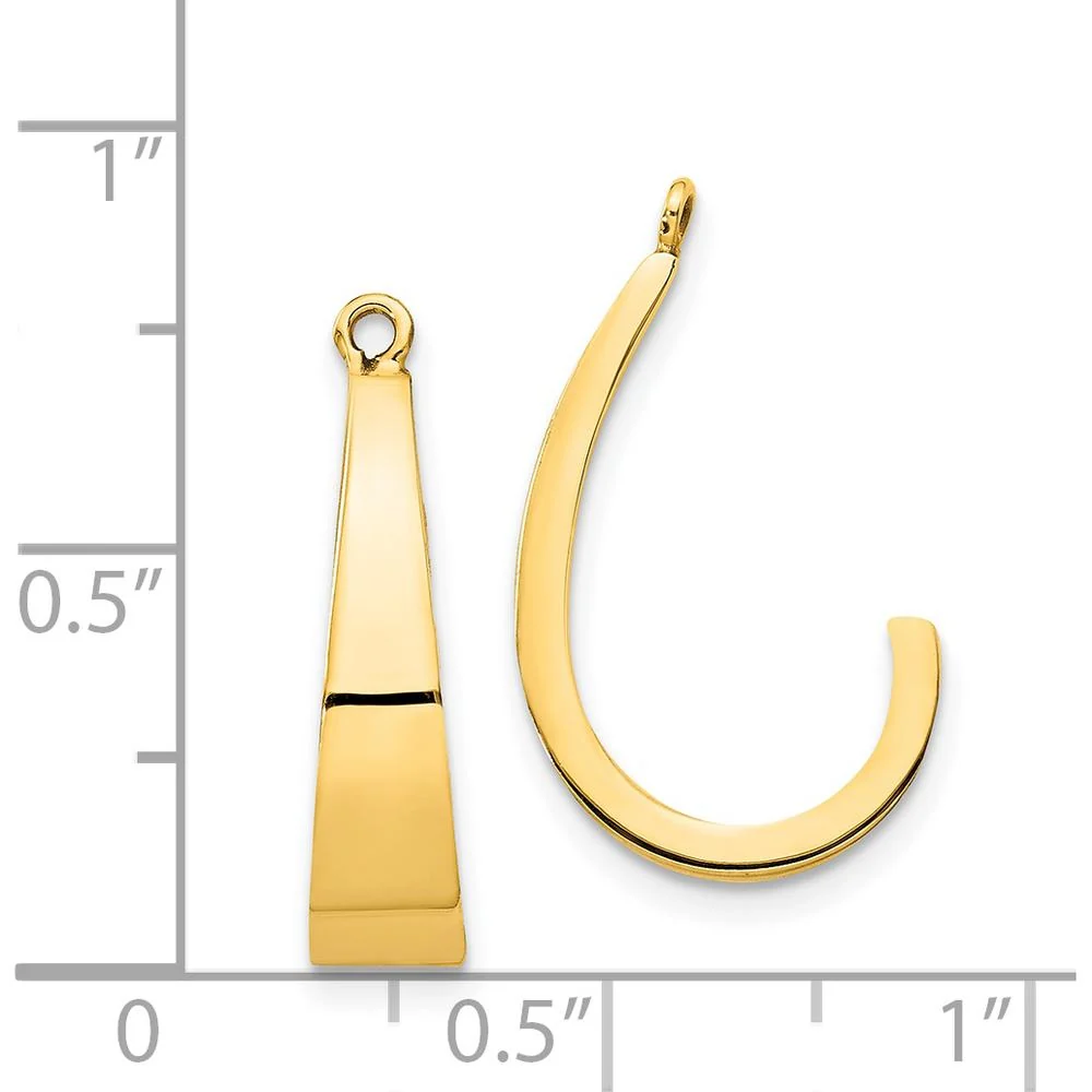 14K Yellow Gold Polished J-Hoop Earring Jackets - Classic Elegance by Oro Pregiato - Image 3