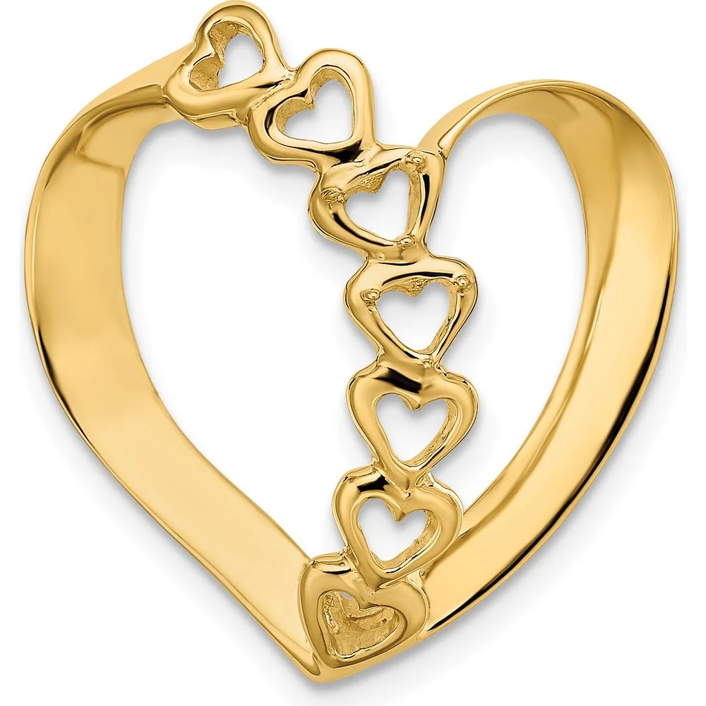 14K Yellow Gold Polished Mother's Heart Slide Pendant Mounting by Oro Pregiato - Image 5