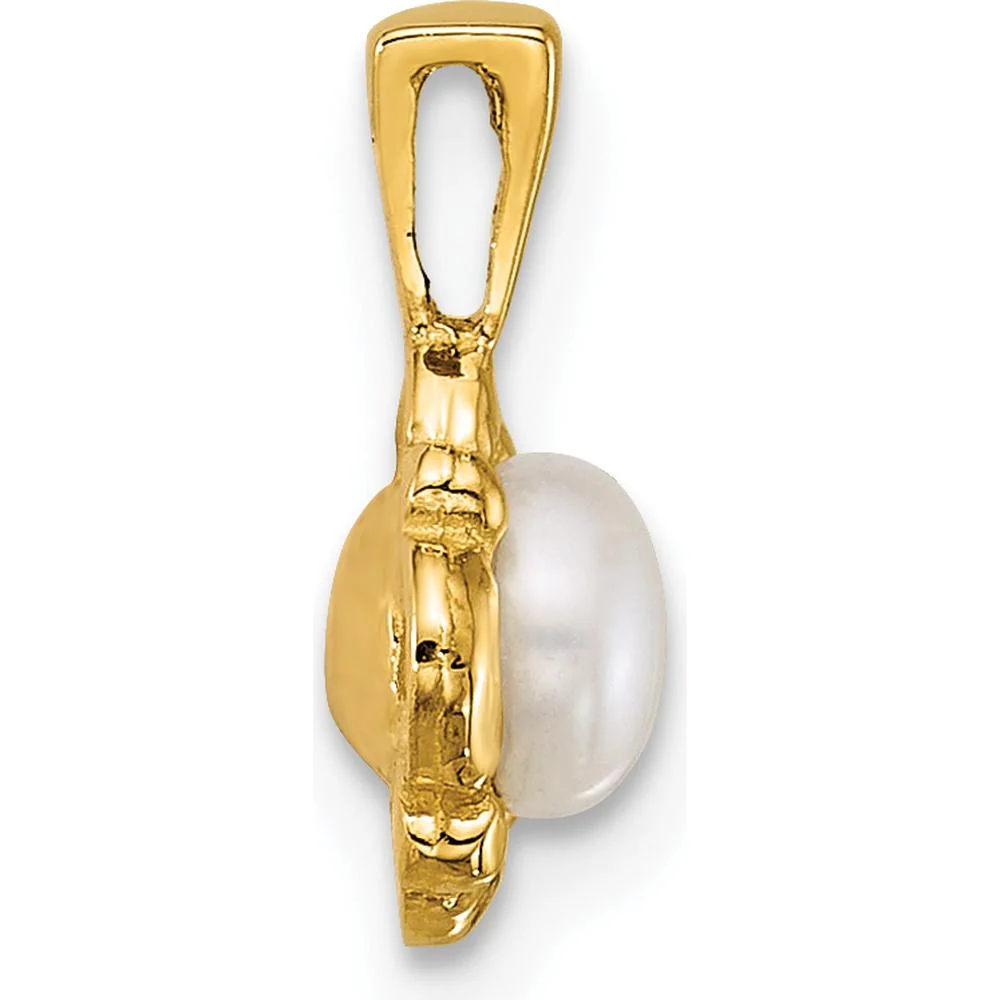 14K Yellow Gold Polished Pendant with 4-5mm Button White Freshwater Cultured Pearl by Monteluci Fine Jewelry - Image 2