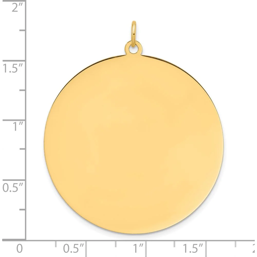 14K Yellow Gold Polished Round Disc Charm - Engravable Pendant by Oro Pregiato - Image 4