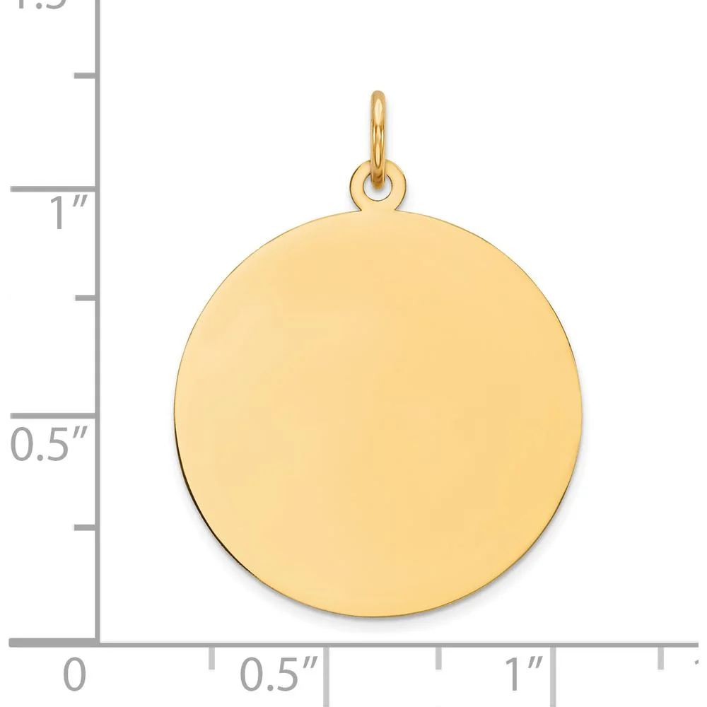 14K Yellow Gold Polished Round Disc Charm Pendant - Engravable, Solid Construction by Oro Pregiato - Image 2