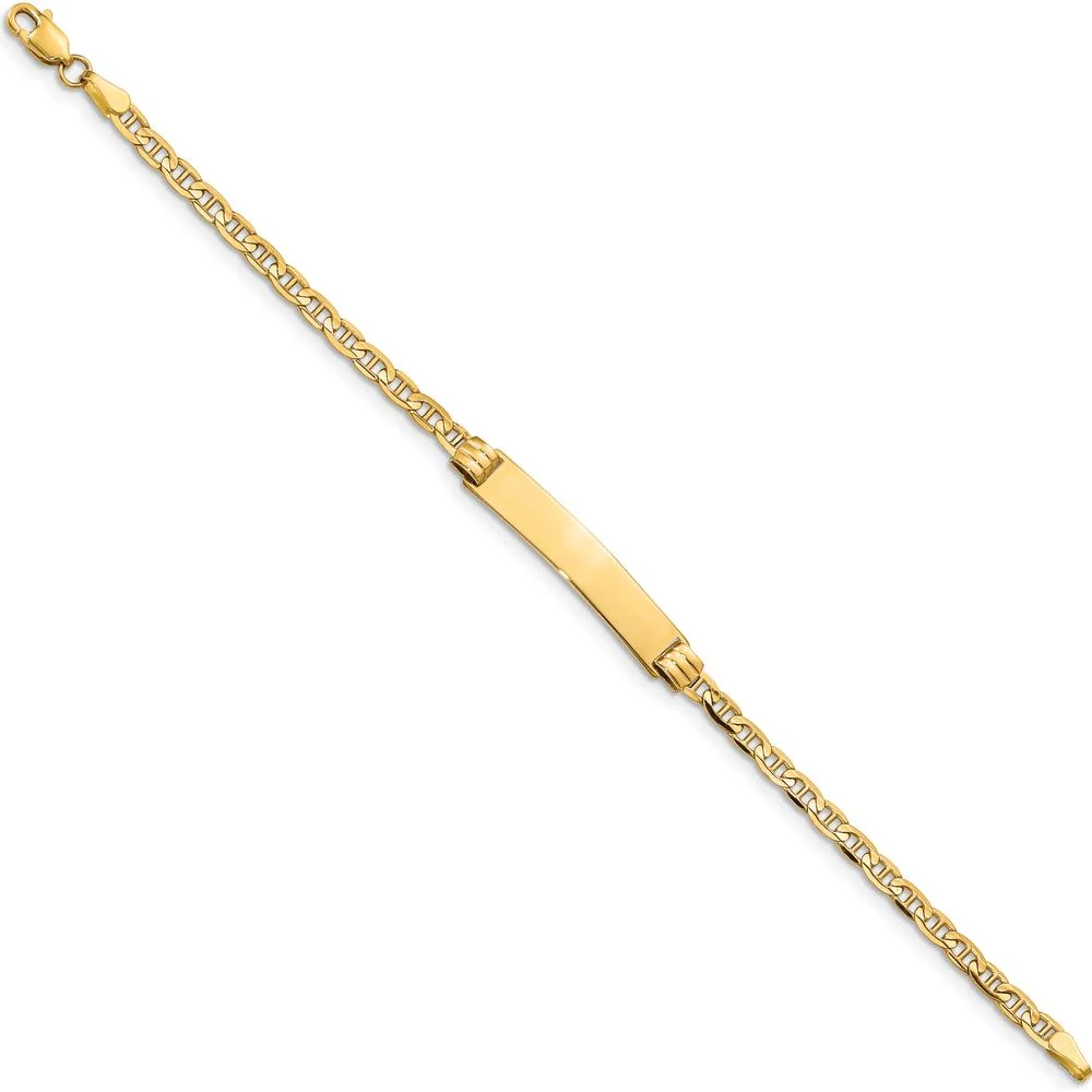 14K Yellow Gold Polished Solid Chain ID Bracelet with Engravable Plate for Children - 5.5" Length by Oro Pregiato - Image 2