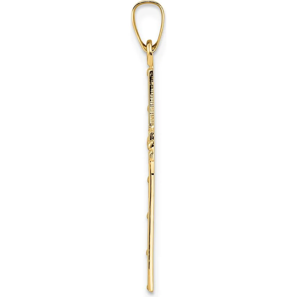 14K Yellow Gold Polished Solid Cut-out Cross Pendant - 32.18mm Length by Oro Pregiato - Image 2