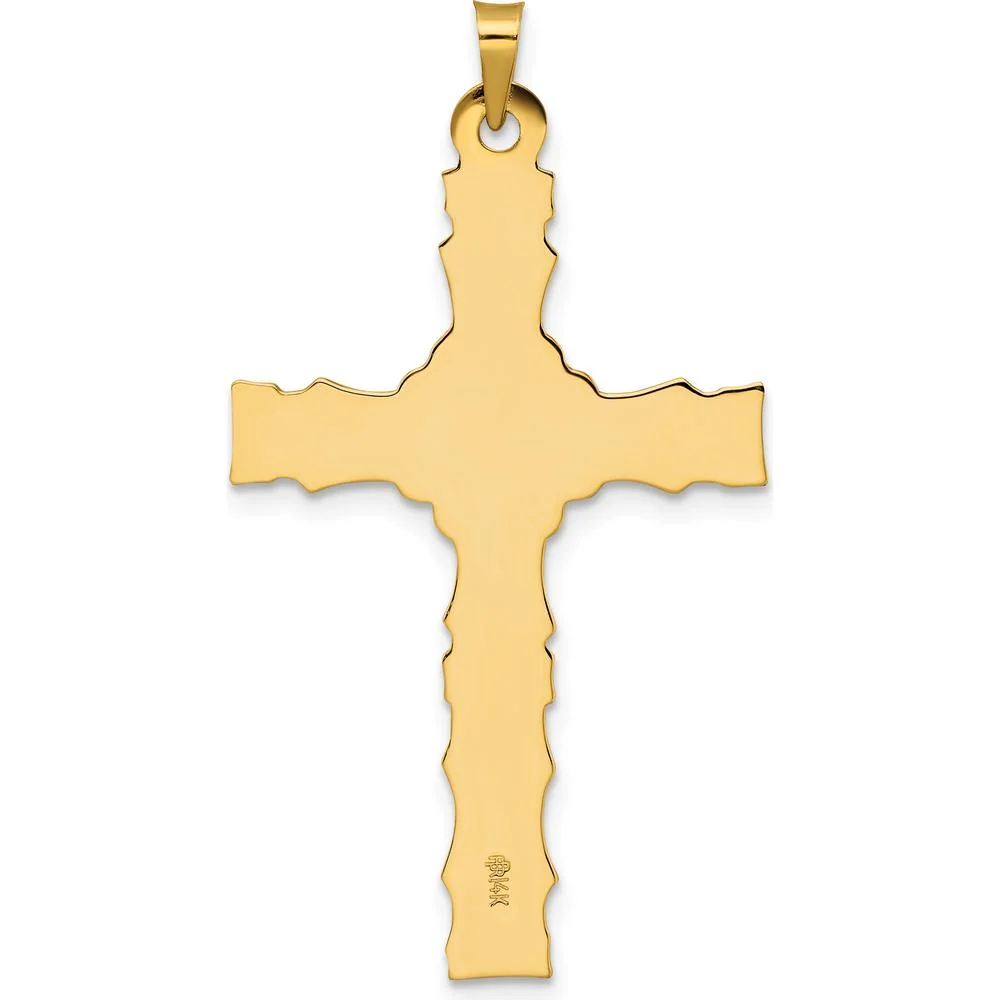 14K Yellow Gold Polished Solid Fancy Design Cross Pendant - 42.7mm by Oro Pregiato - Image 4
