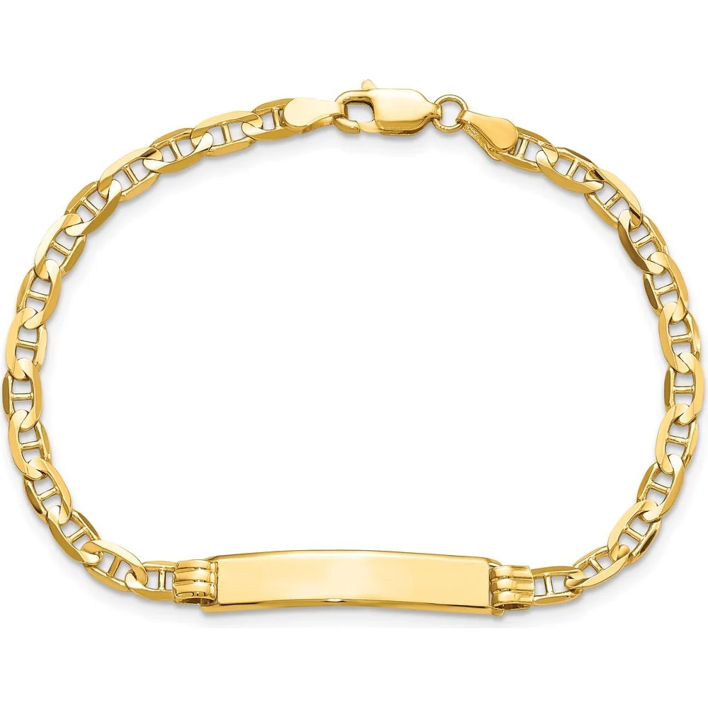 14K Yellow Gold Polished Solid Plate Anchor Link 7" ID Bracelet with Lobster Clasp by Oro Pregiato - Image 4