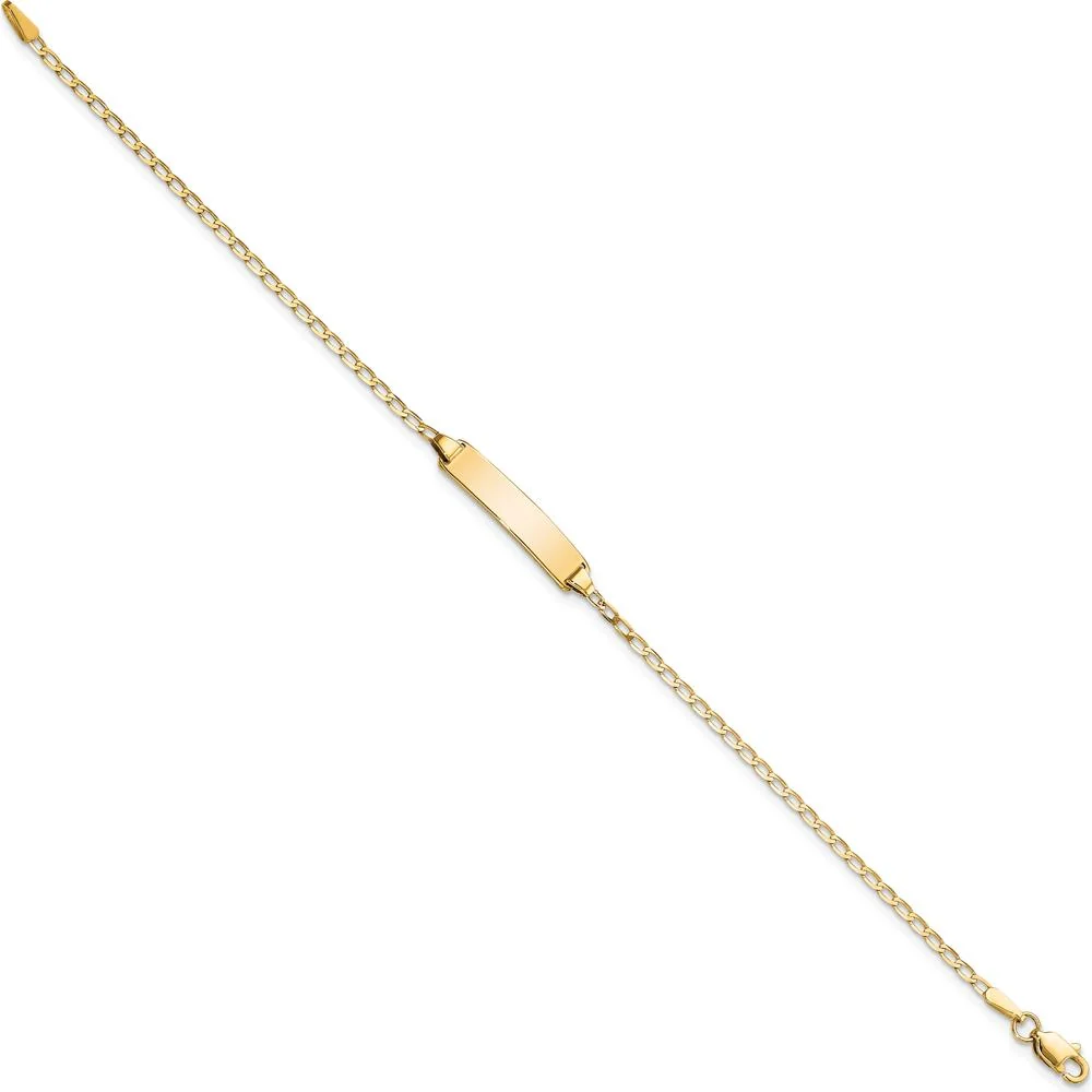 14K Yellow Gold Polished Solid Plate Curb Link 7" ID Bracelet by Oro Pregiato - Image 2