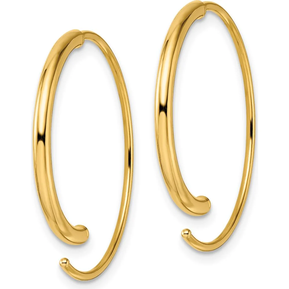 14K Yellow Gold Polished Threader Drop Earrings - 27.75mm Length by Oro Pregiato - Image 2