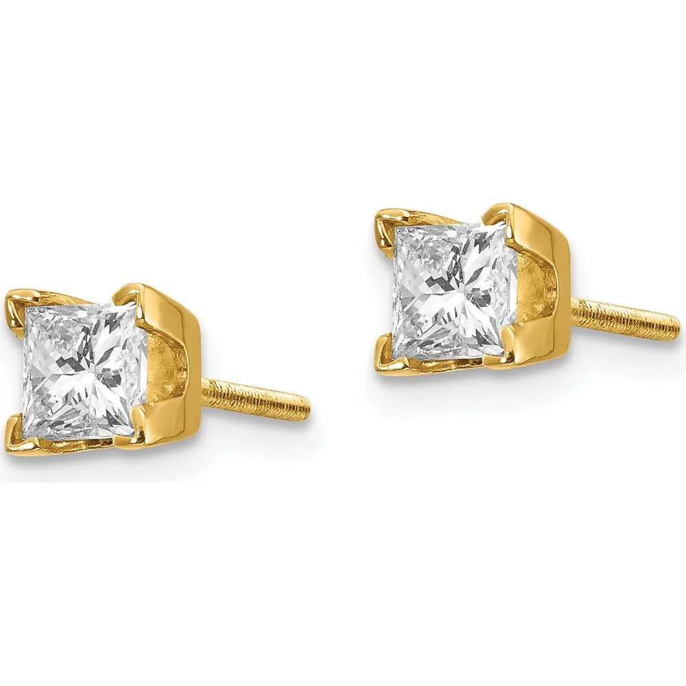 14K Yellow Gold Princess-Cut Diamond Stud Earrings - 0.40 Carat Total Weight by Monteluci Fine Jewelry - Image 2