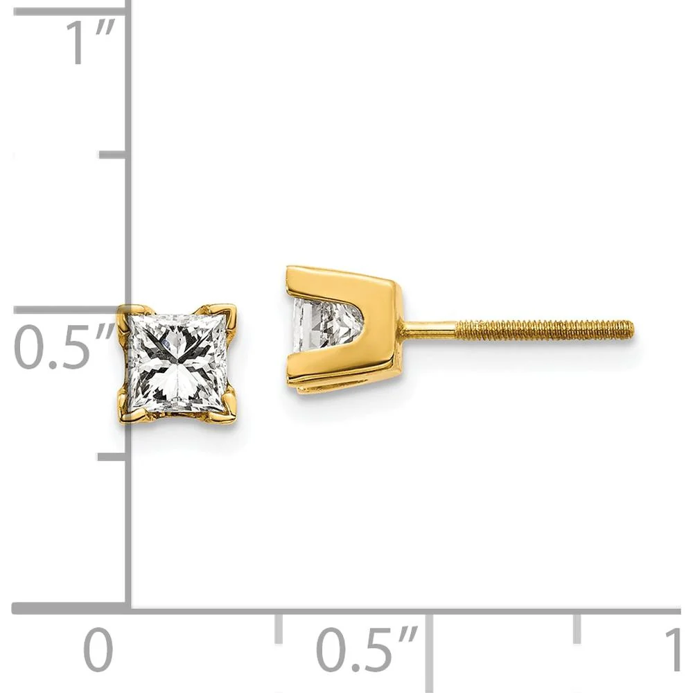 14K Yellow Gold Princess-Cut Diamond Stud Earrings - 0.40 Carat Total Weight by Monteluci Fine Jewelry - Image 4