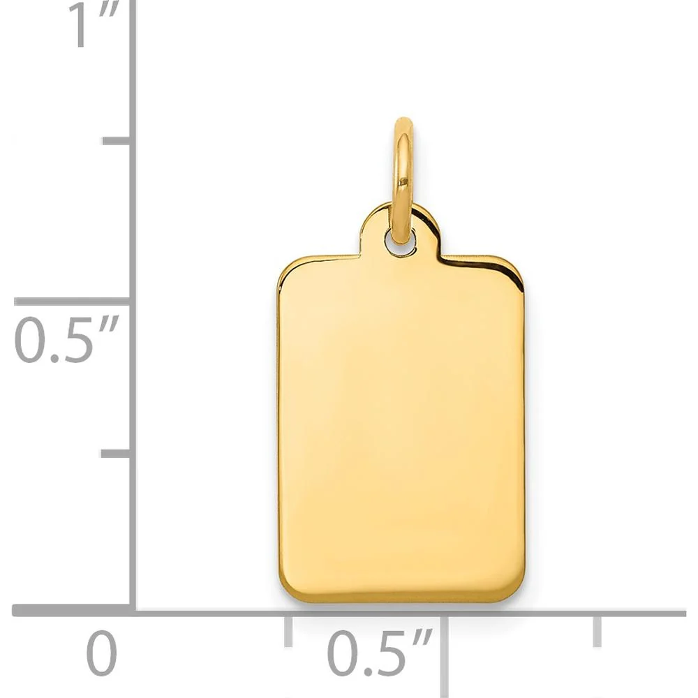 14K Yellow Gold Rectangular Engravable Disc Charm - Polished Finish by Oro Pregiato - Image 2