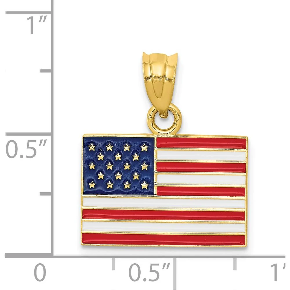 14K Yellow Gold Reversible United States Flag Pendant with Red, White, and Blue Enamel by Oro Pregiato - Image 4