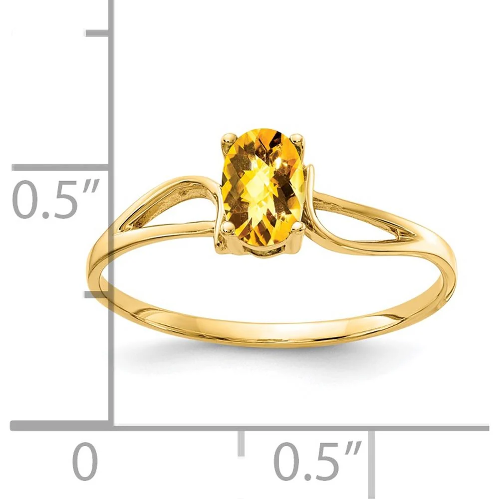 14K Yellow Gold Ring with 6x4mm Oval Checkerboard Cut Citrine - 0.48 Carat Total Weight - Size 6 by Monteluci Fine Jewelry - Image 2