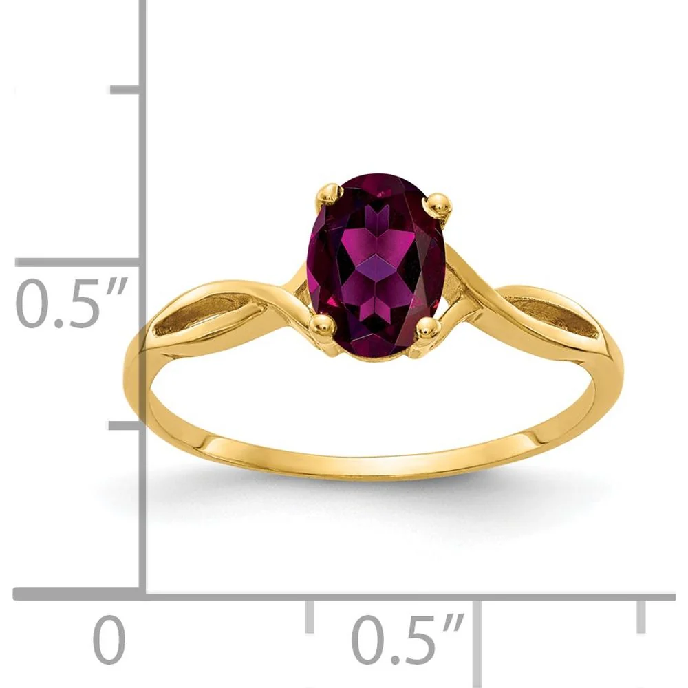 14K Yellow Gold Ring with 7x5mm Oval Natural Rhodolite Garnet - 1.05 Carat Gemstone Weight - Size 6 by Monteluci Fine Jewelry - Image 2
