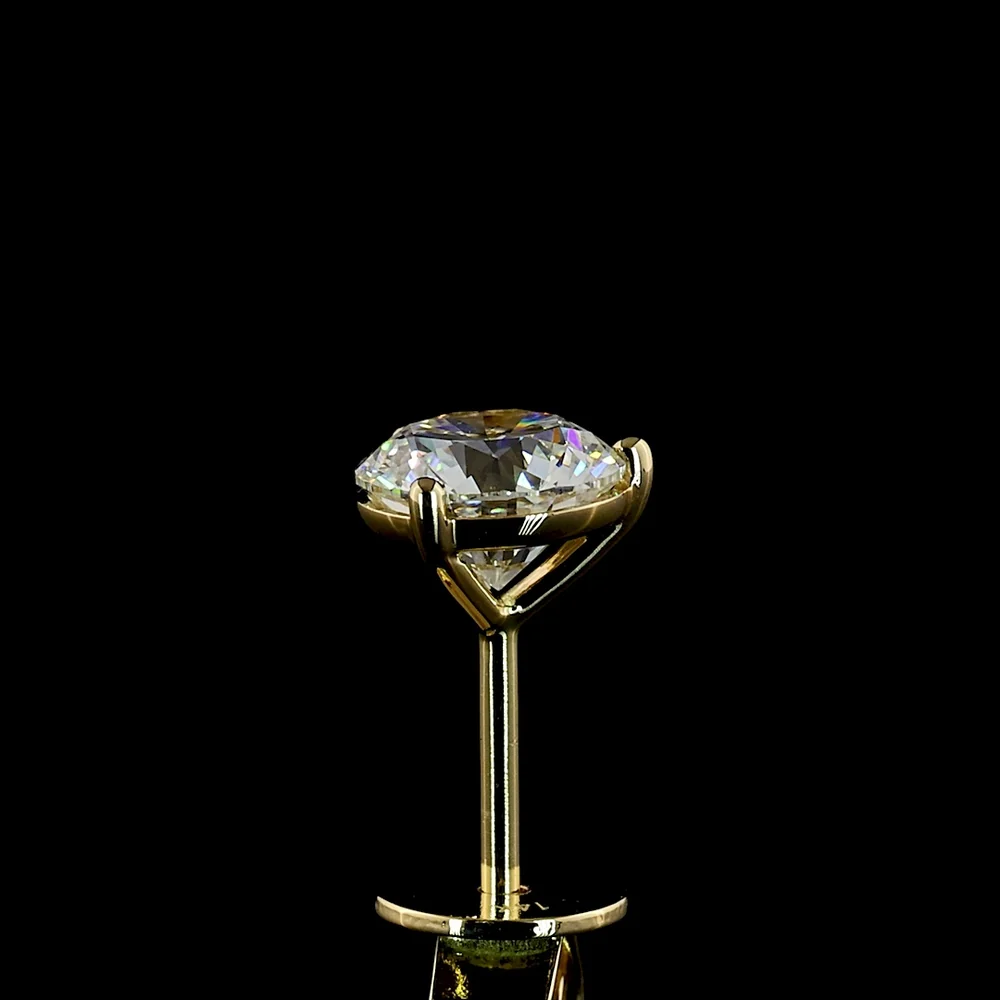 14K Yellow Gold Round Cut Martini Set Lab Diamond Stud Earrings - 1.49 Carat Total Weight with E-F Color and VS1 Clarity - Covaloro Fine Jewelry - Image 4