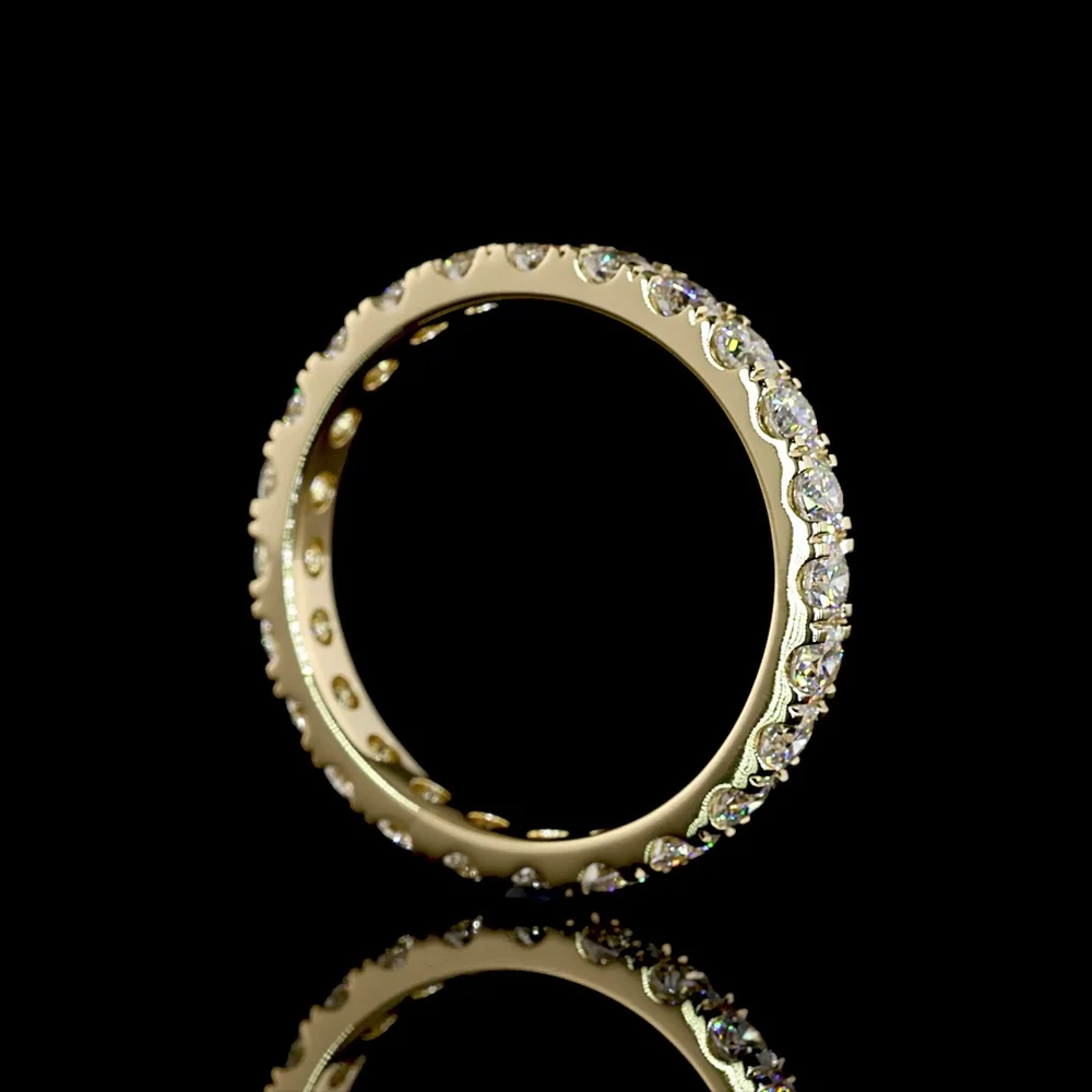 14K Yellow Gold Round Diamond Eternity Band with Pavé Micro Setting - 1.24 Carats Total Carat Weight, 24 Brilliant Cut Lab Grown Diamonds (E-F Color, VS1 Clarity) - Covaloro Fine Jewelry - Image 3