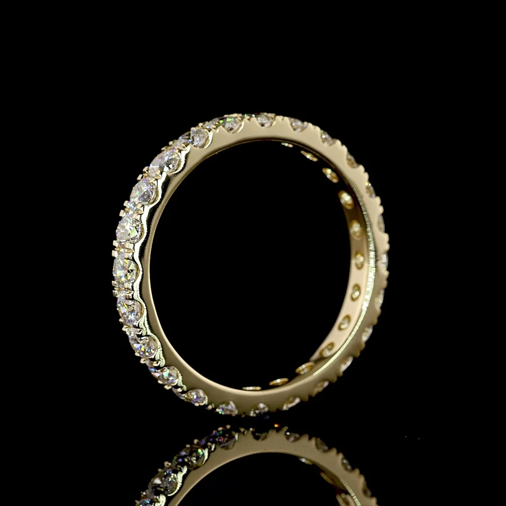 14K Yellow Gold Round Diamond Eternity Band with Pavé Micro Setting - 1.24 Carats Total Carat Weight, 24 Brilliant Cut Lab Grown Diamonds (E-F Color, VS1 Clarity) - Covaloro Fine Jewelry - Image 4