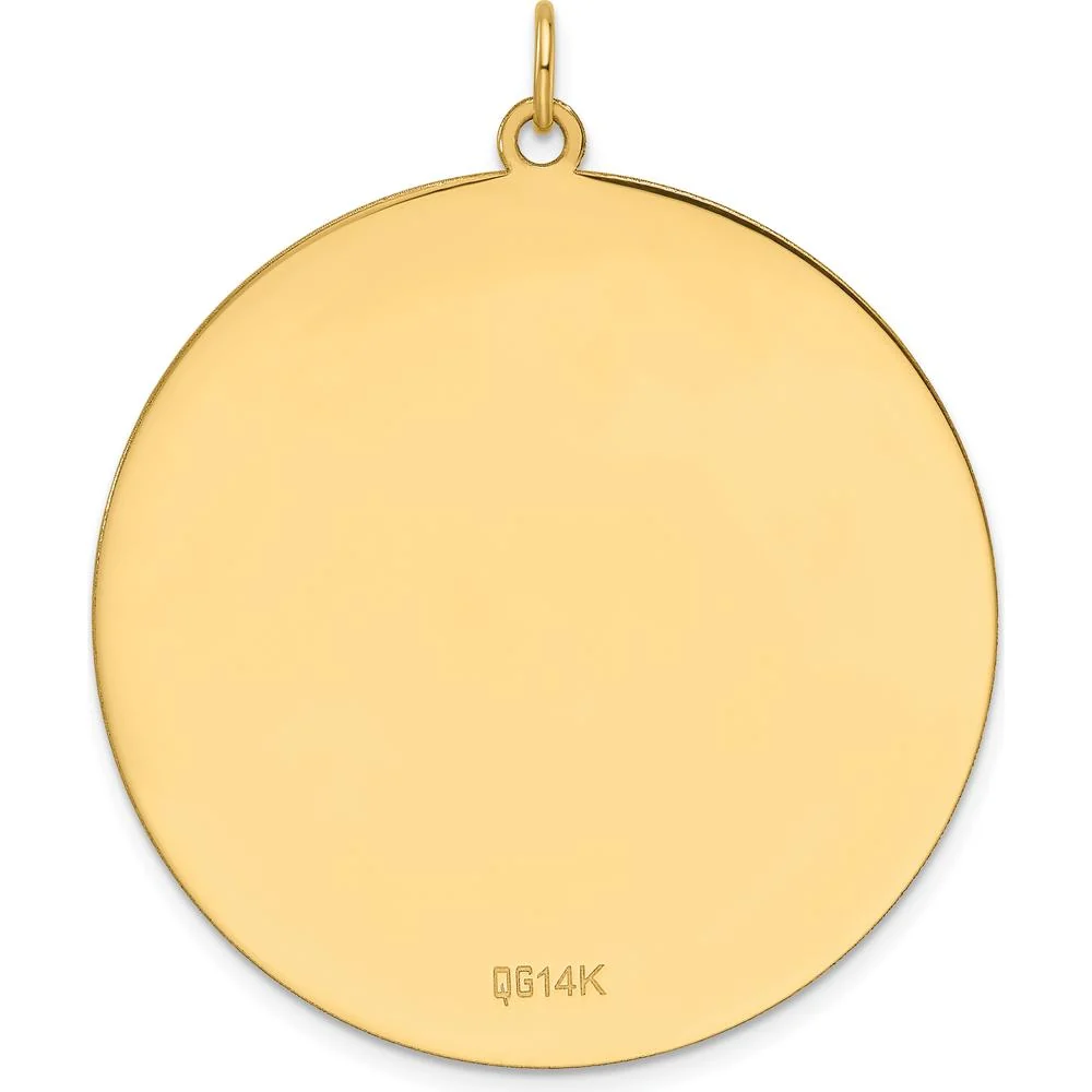 14K Yellow Gold Round Disc Charm Pendant - Engravable, Polished Finish, 44mm Length by Oro Pregiato - Image 2