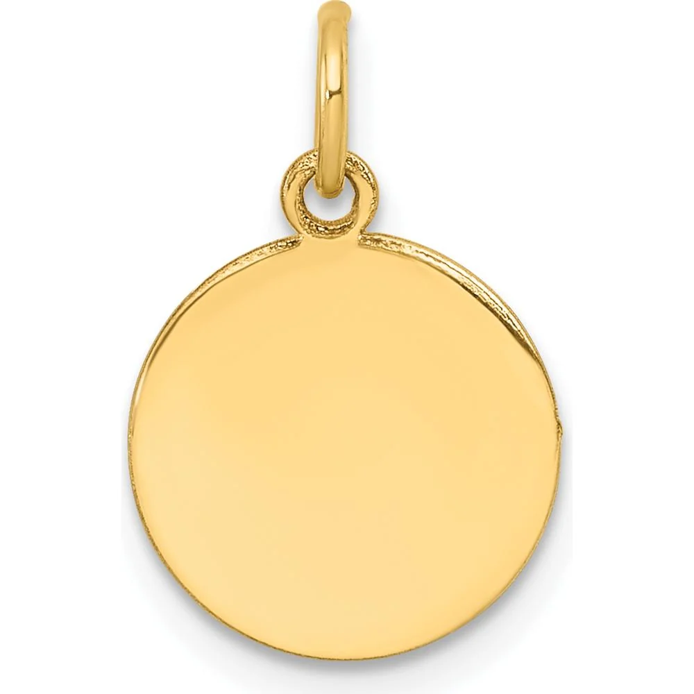 14K Yellow Gold Round Disc Charm Pendant - Minimalist Personalized Jewelry Piece by Oro Pregiato - Image 2