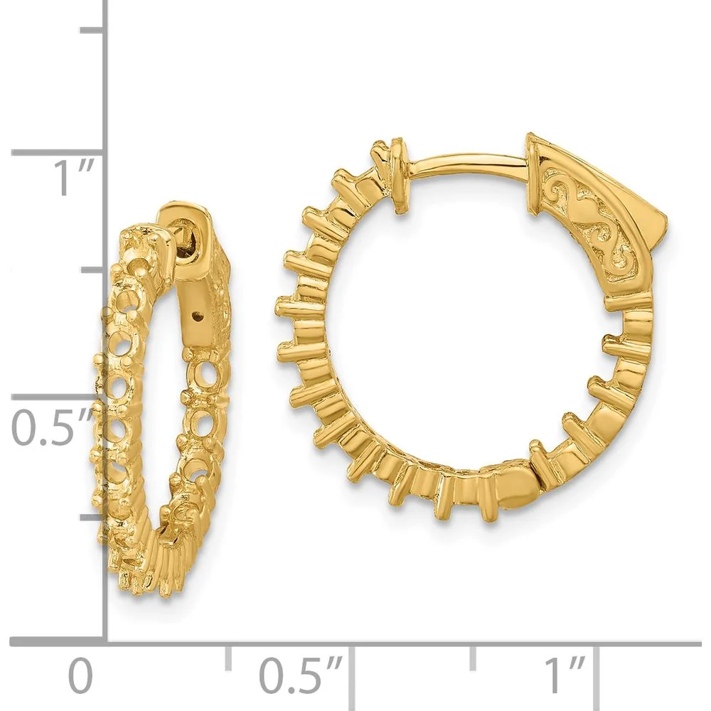 14K Yellow Gold Round Hoop Earrings with 30 Prong-Set Stones by Monteluci Fine Jewelry - Image 2