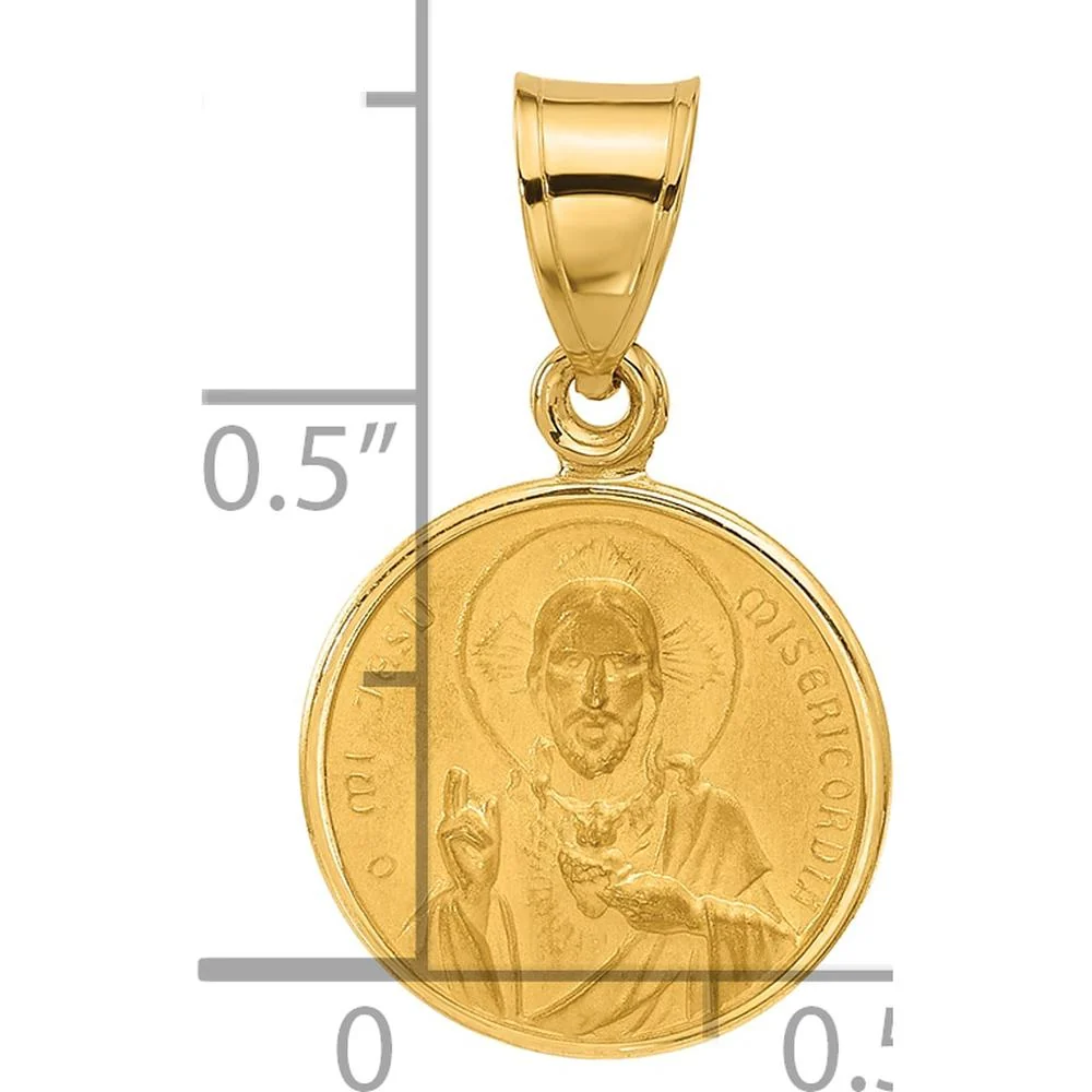 14K Yellow Gold Sacred Heart of Jesus Pendant - 21.1mm Length by Oro Pregiato - Image 4